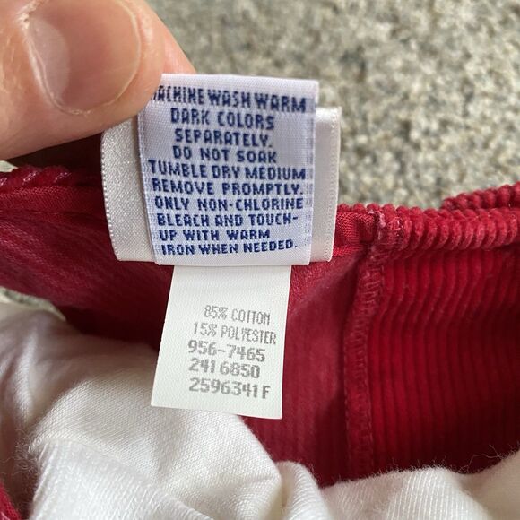 Vintage 80s Oshkosh Corduroy Jumper Dress & Top 6 Red Embroidered Flower - Picture 9 of 14